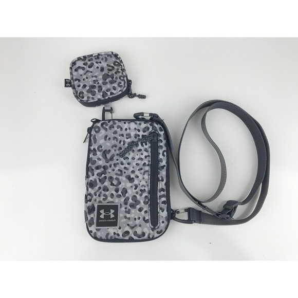 Under Armour Crossbody Bag Pouch Clutch Set Leopard Print Women's Gray Black - Picture 4 of 16